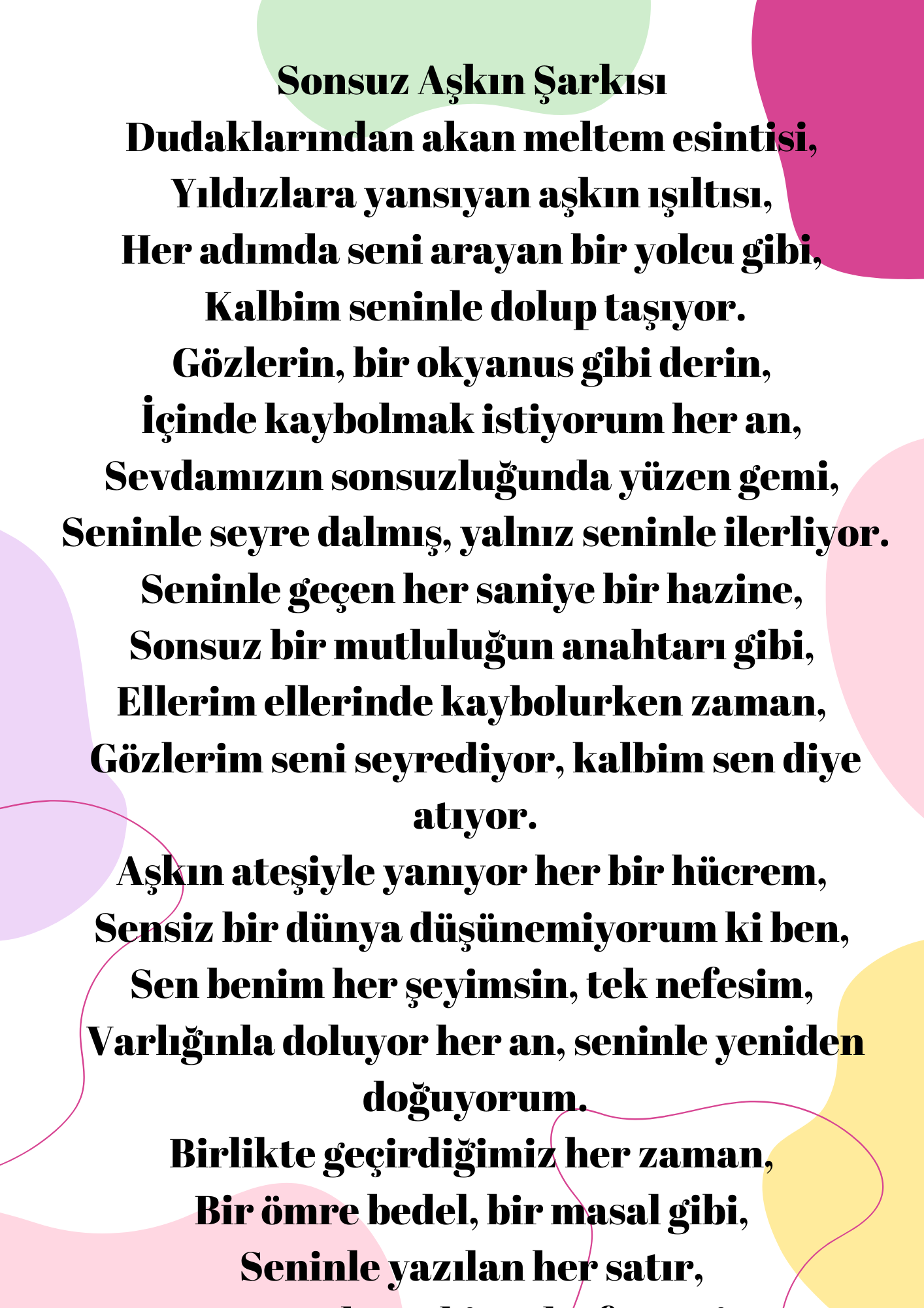 Sonsuz Aşkın Şarkısı Şiiri