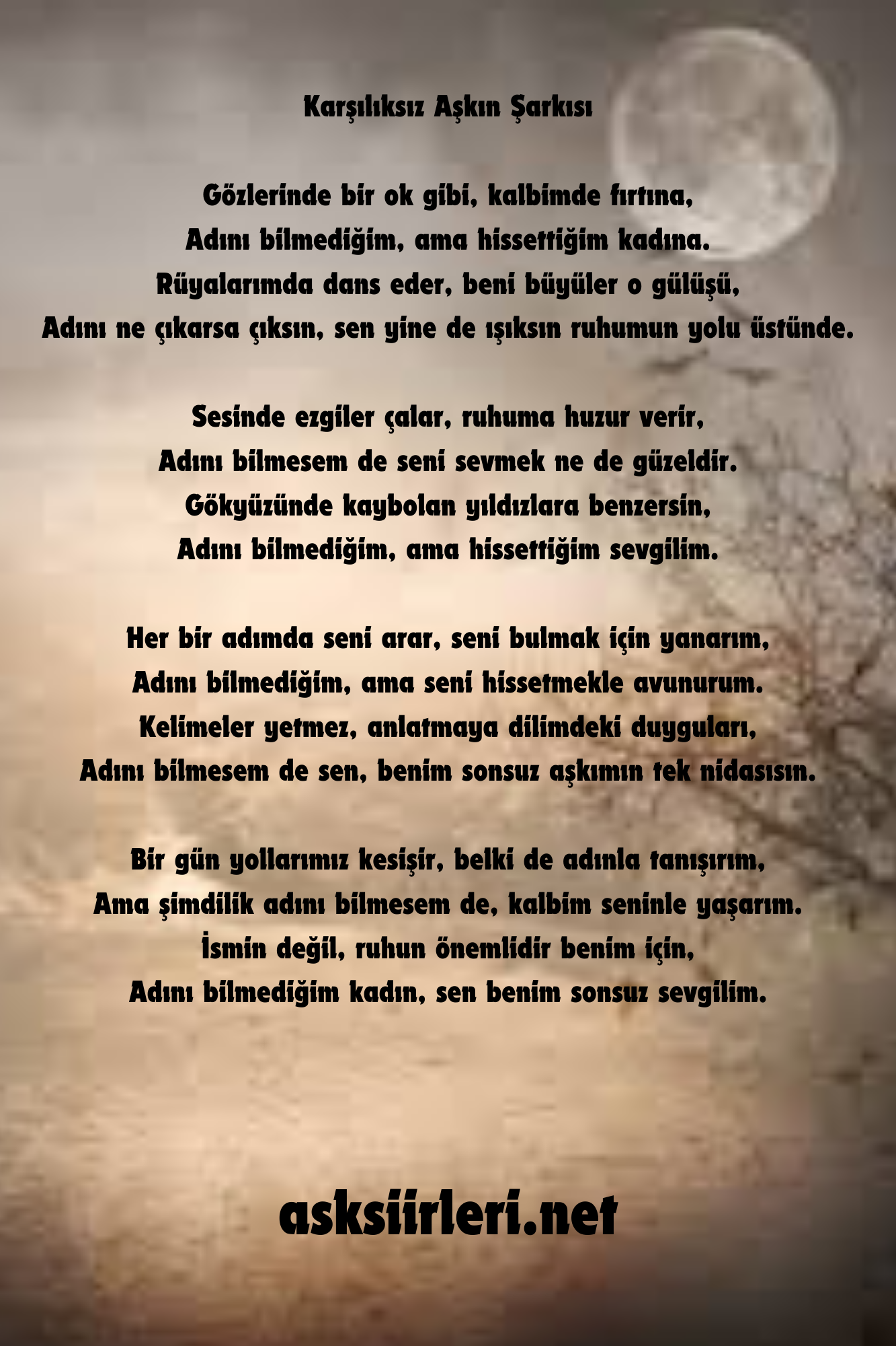 Karşılıksız Aşkın Şarkısı Şiiri