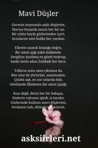 Mavi Düşler | Kısa Aşk Şiirleri | 2024